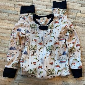 Smockingbird Fall Apple Picking Pima Cotton Zip Up Pajamas 4T
